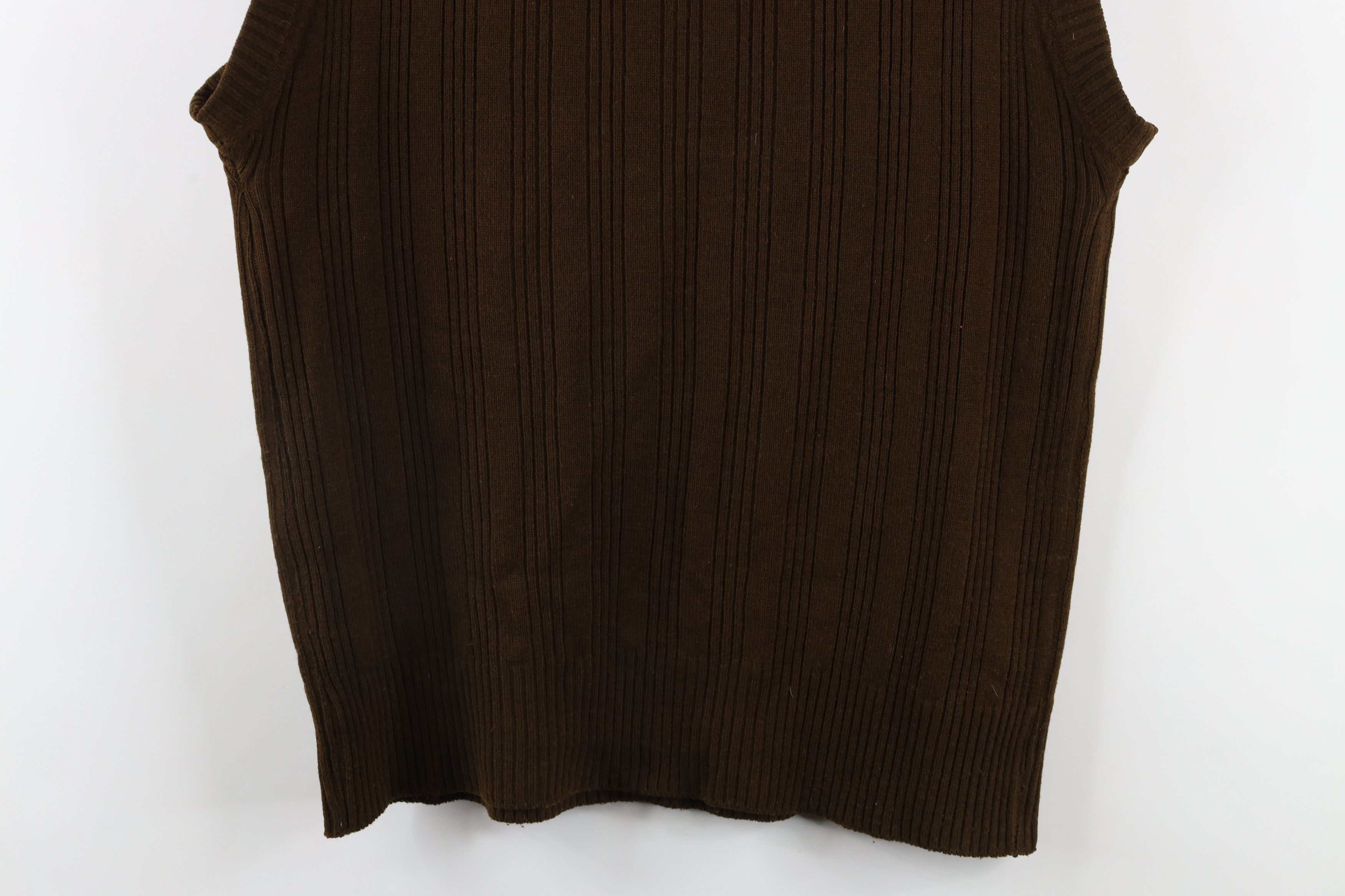Vintage Vintage 70s Streetwear Ribbed Knit V-Neck Sweater Vest Brown Size L / US 10 / IT 46 - 7 Thumbnail