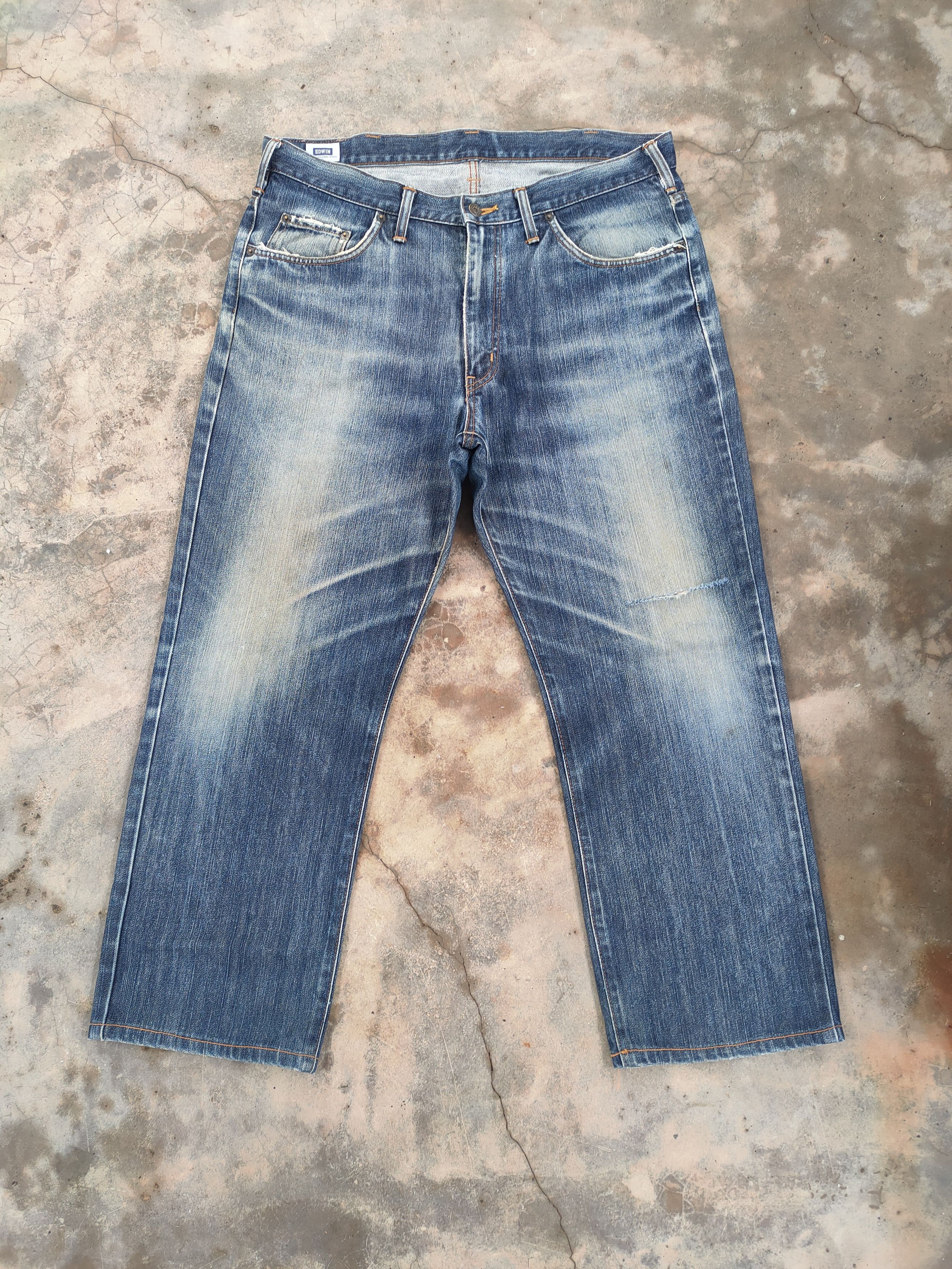 Edwin × Jean VINTAGE EDWIN FADED DISTRESSED DENIM JEANS PANTS Size US 38 / EU 54 - 1 Thumbnail