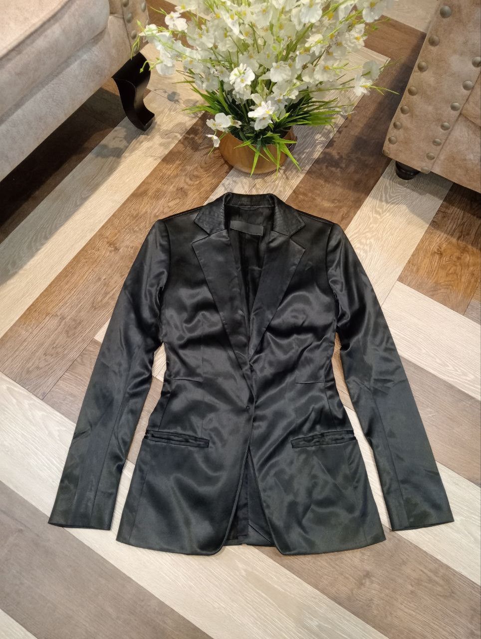 HAIDER ACKERMANN STRETCH ACTATE BLAZER - SIZE 34 BLACK