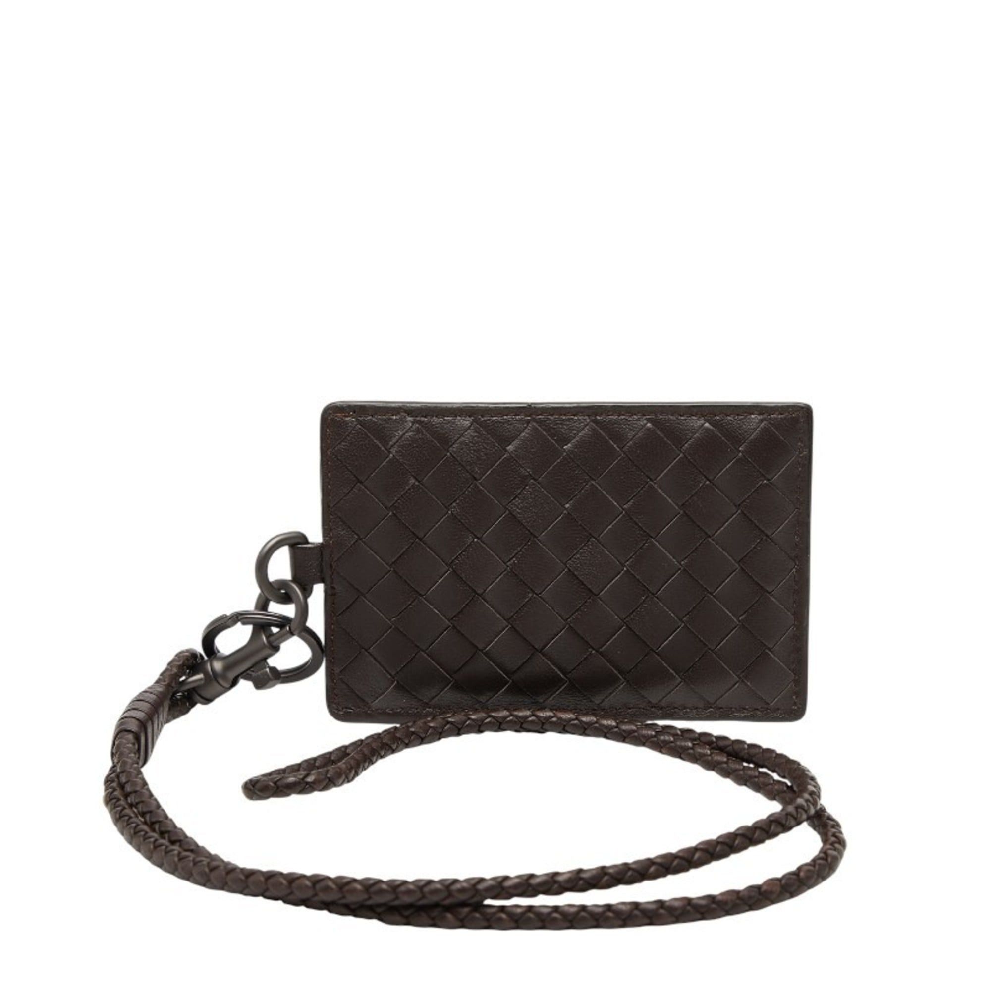 Bottega Veneta Intrecciato Pass Case Brown Leather Men's Women's BOTTEGA VENETA