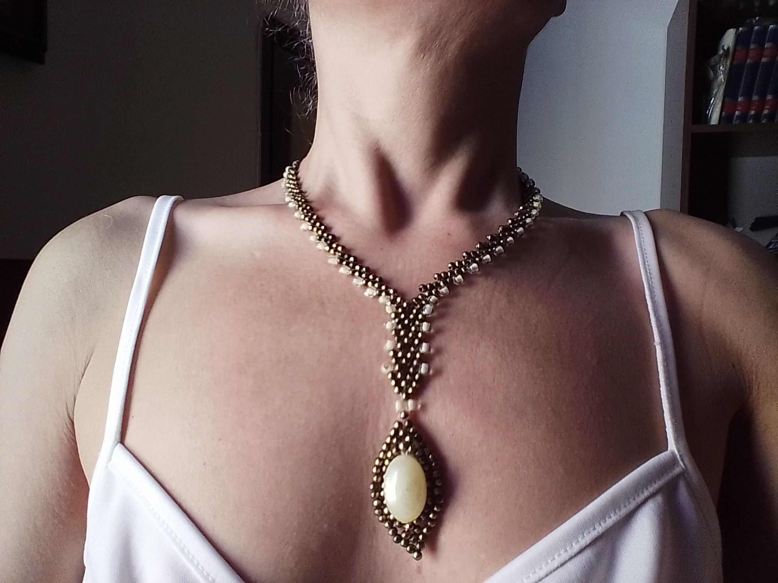 Handmade Necklace Long Vintage Braided Pearl Antique Materials Size ONE SIZE - 2 Thumbnail