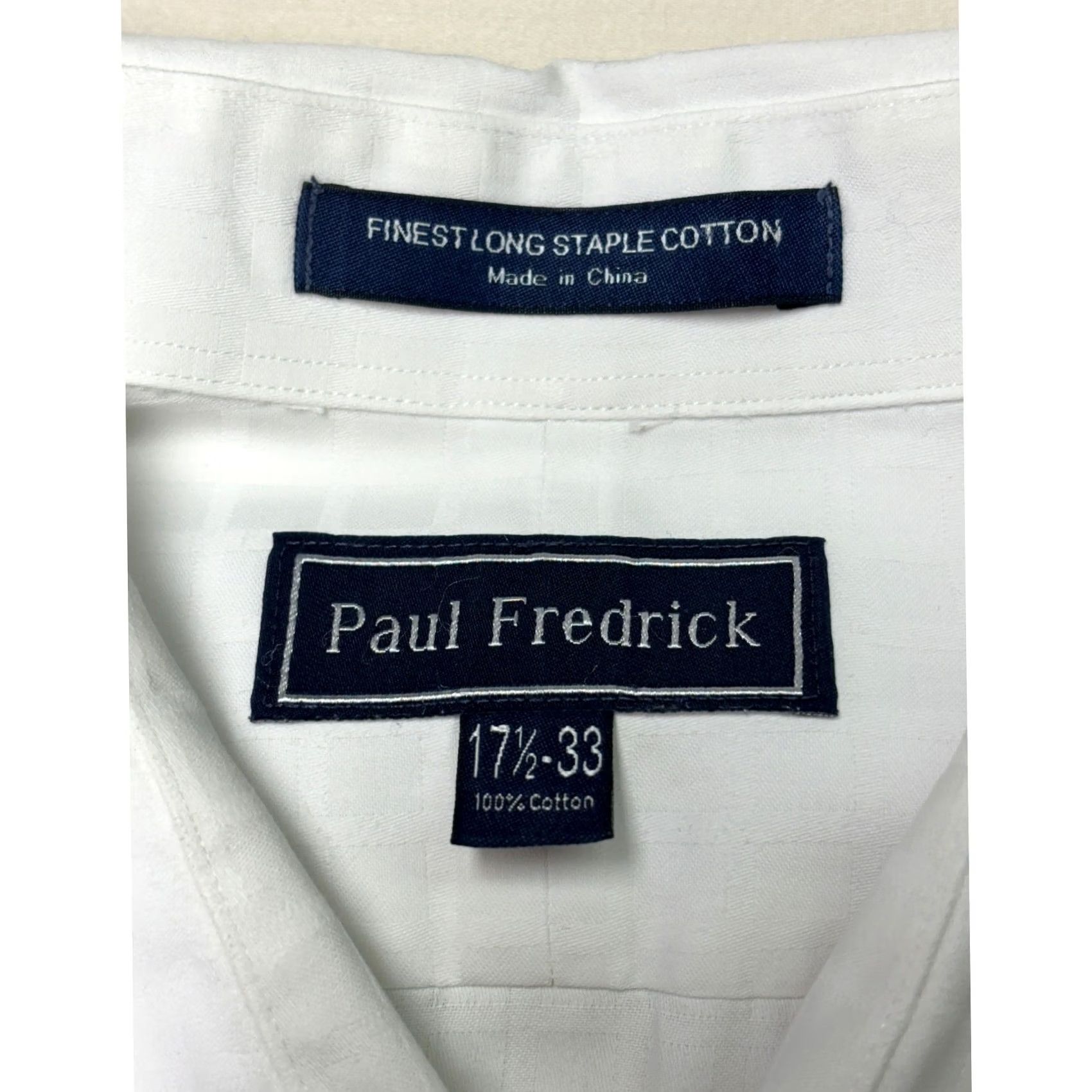 Vintage Paul Fredrick Dress Shirt Mens 17 1/2 33 White Fine Stripe Long Sleeve Blend Size 48R - 5 Thumbnail