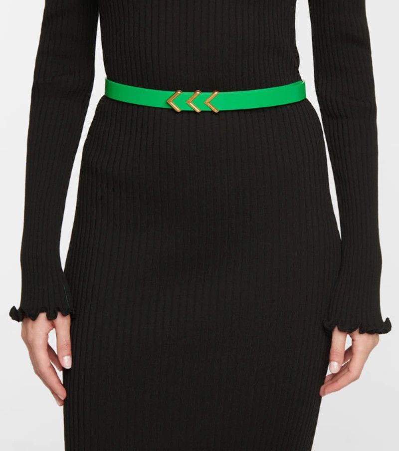 Bottega Veneta BOTTEGA VENETA green & gold chevron leather belt 90 Size ONE SIZE - 2 Thumbnail