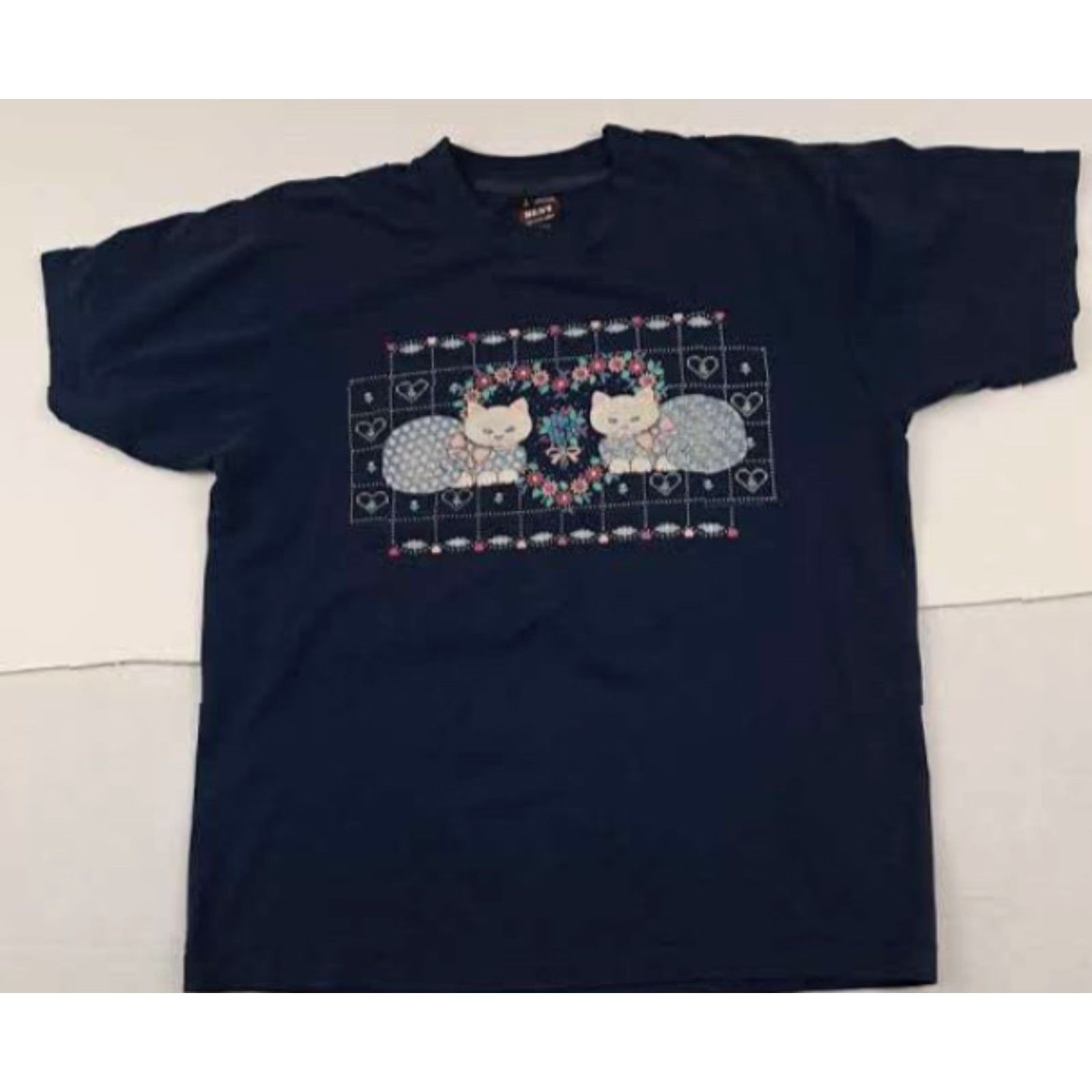 Vintage VINTAGE White Twin Cats Woman T-Shirt USA single stitch Friut of the Loom Shirt Womens L White Cats USA आज Size L / US 10 / IT 46 - 2 Thumbnail