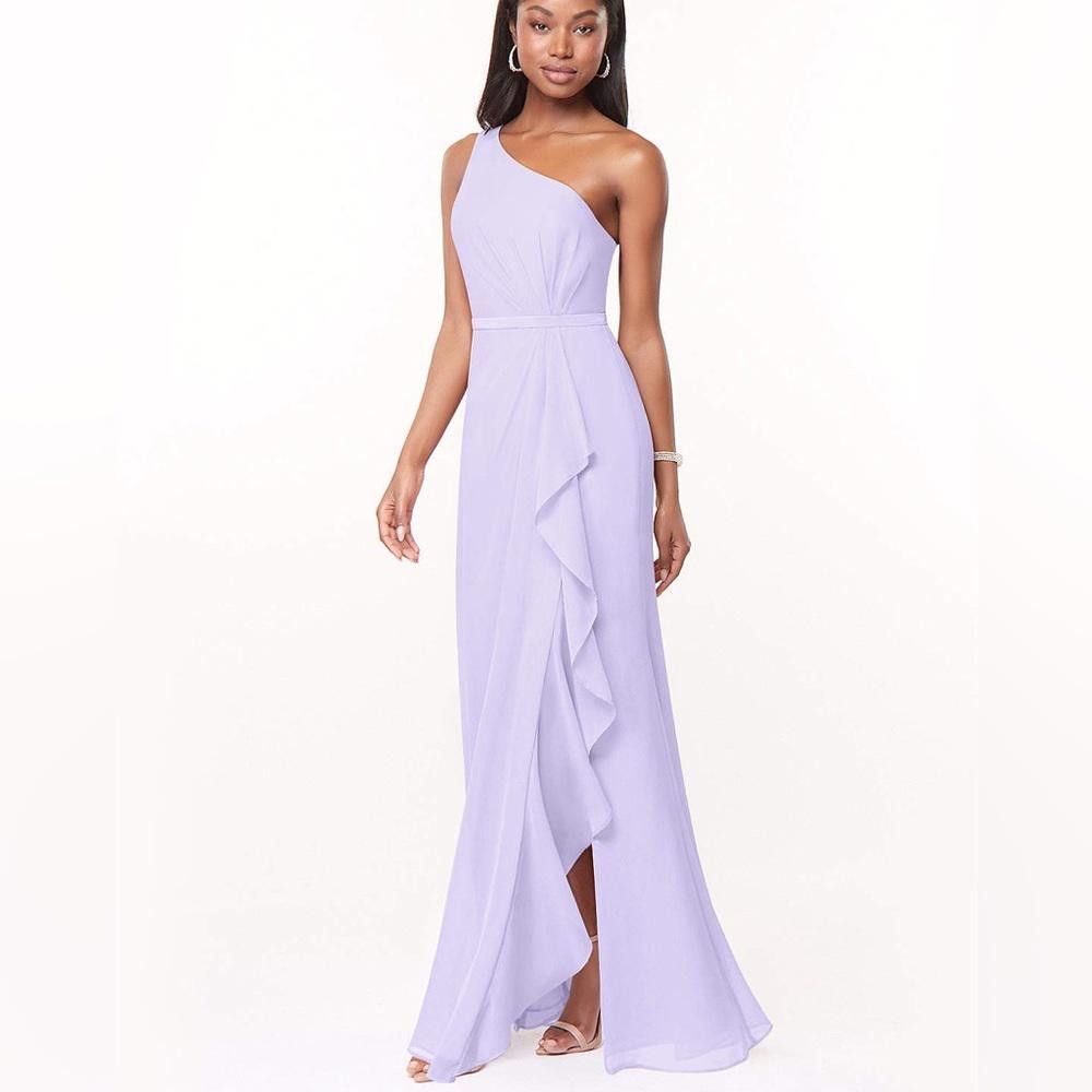 Designer Azazie l Mermaid One Shoulder Chiffon Bridesmaid Gown A8 Size M / US 6-8 / IT 42-44 - 12 Thumbnail