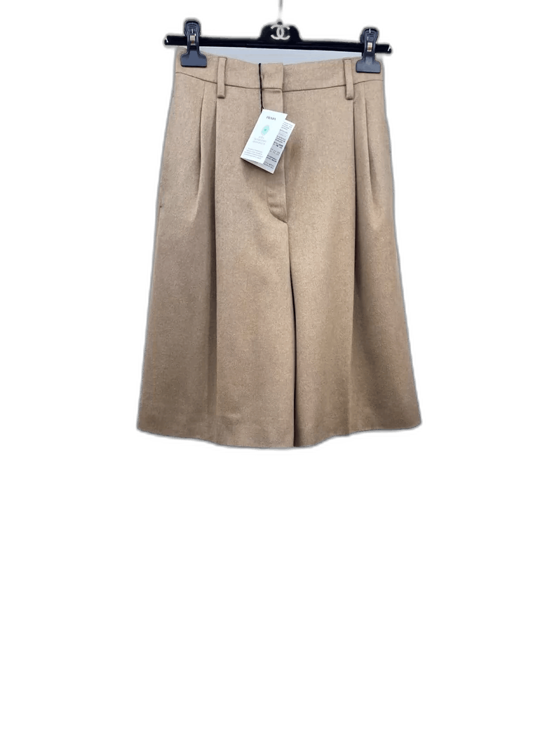 Prada Prada Camel Wide-Leg Shorts for Women Size US 36 / EU 52 - 1 Thumbnail
