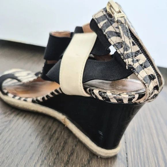 Fendi Carioca Zebra Print Leather Wedge Sandal Size US 6.5 / IT 36.5 - 8 Thumbnail