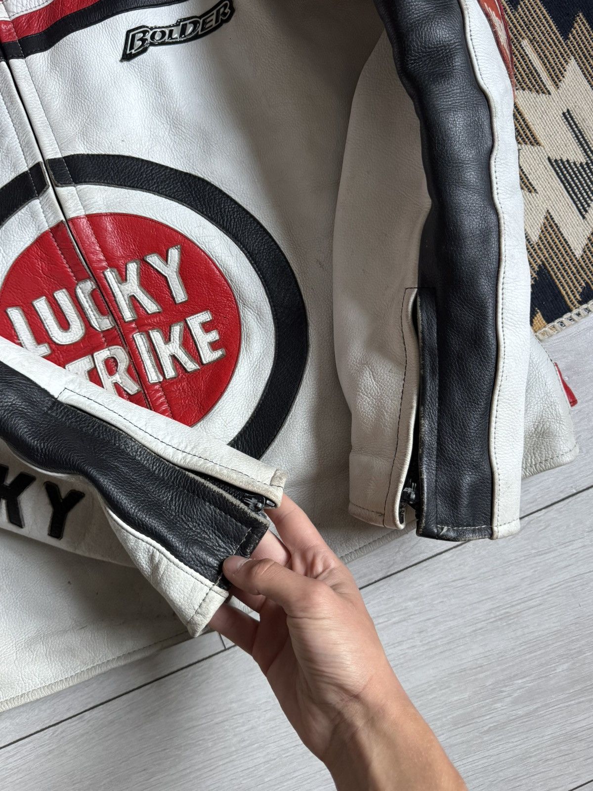 Vintage Vintage 90’s Lucky Strike Big Logo Racing Leather Jacket Size US L / EU 52-54 / 3 - 11 Thumbnail