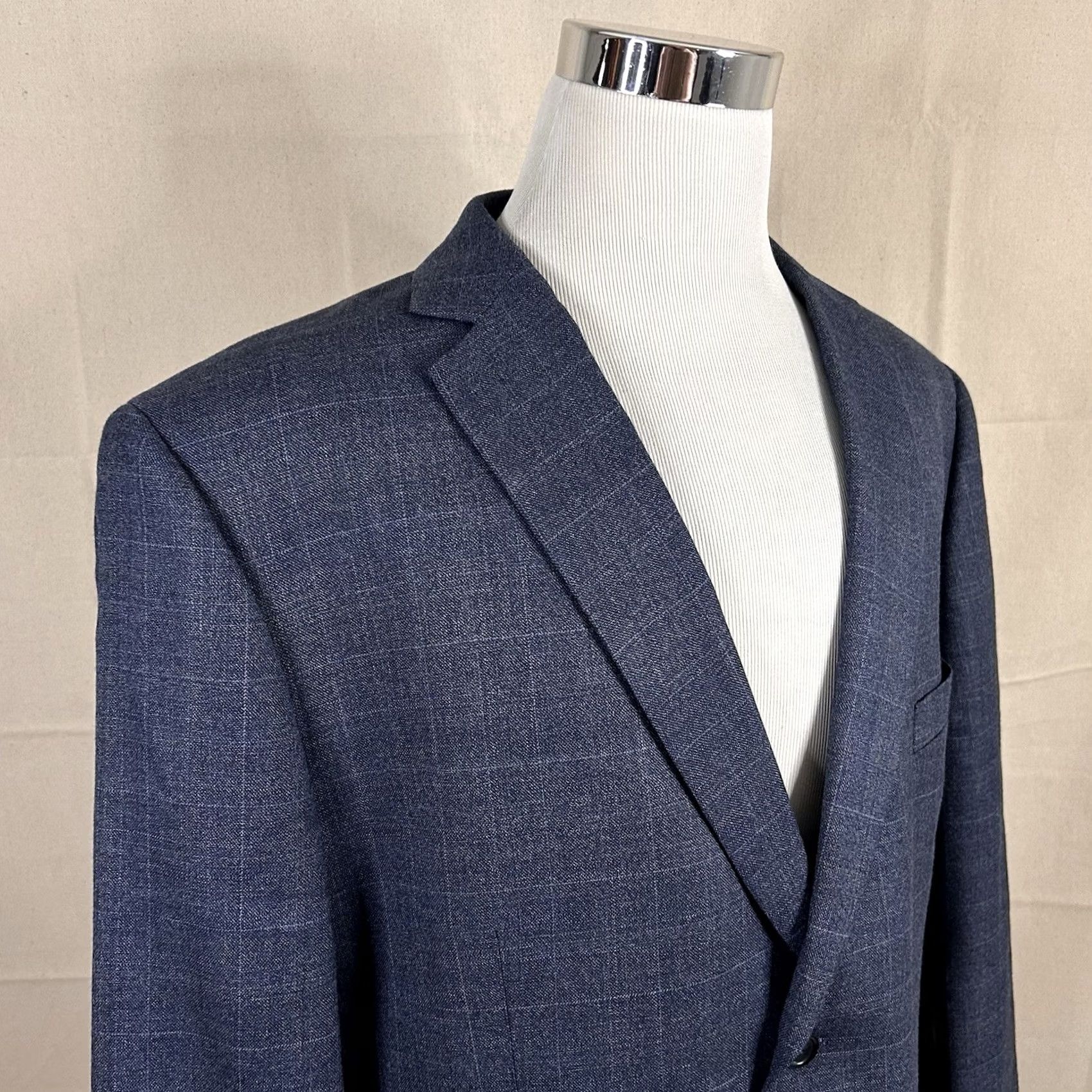 Pronto Uomo Pronto Uomo 52R Sport Coat Wool Blend Blue Plaid Two Button Double Vented Size US XS / EU 42 / 0 - 2 Thumbnail