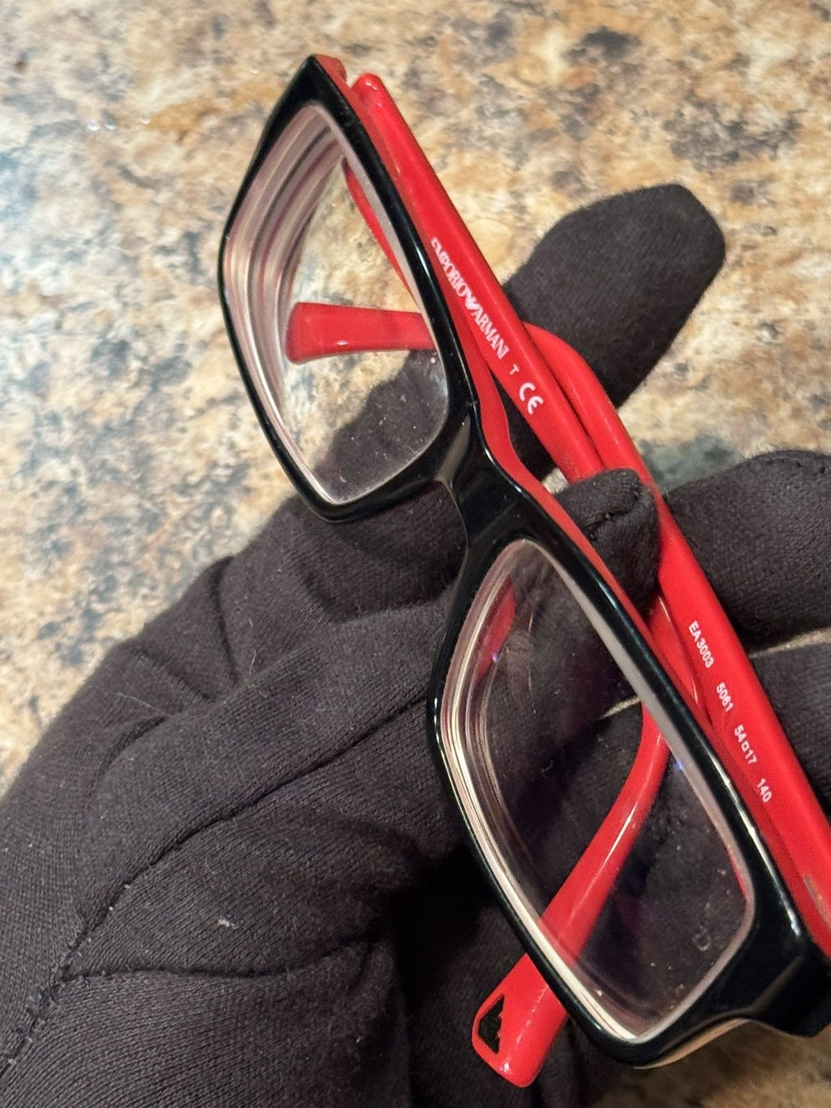 Emporio Armani Emporio Armani EA3003 Black & Red Optical Glasses Size ONE SIZE - 7 Thumbnail