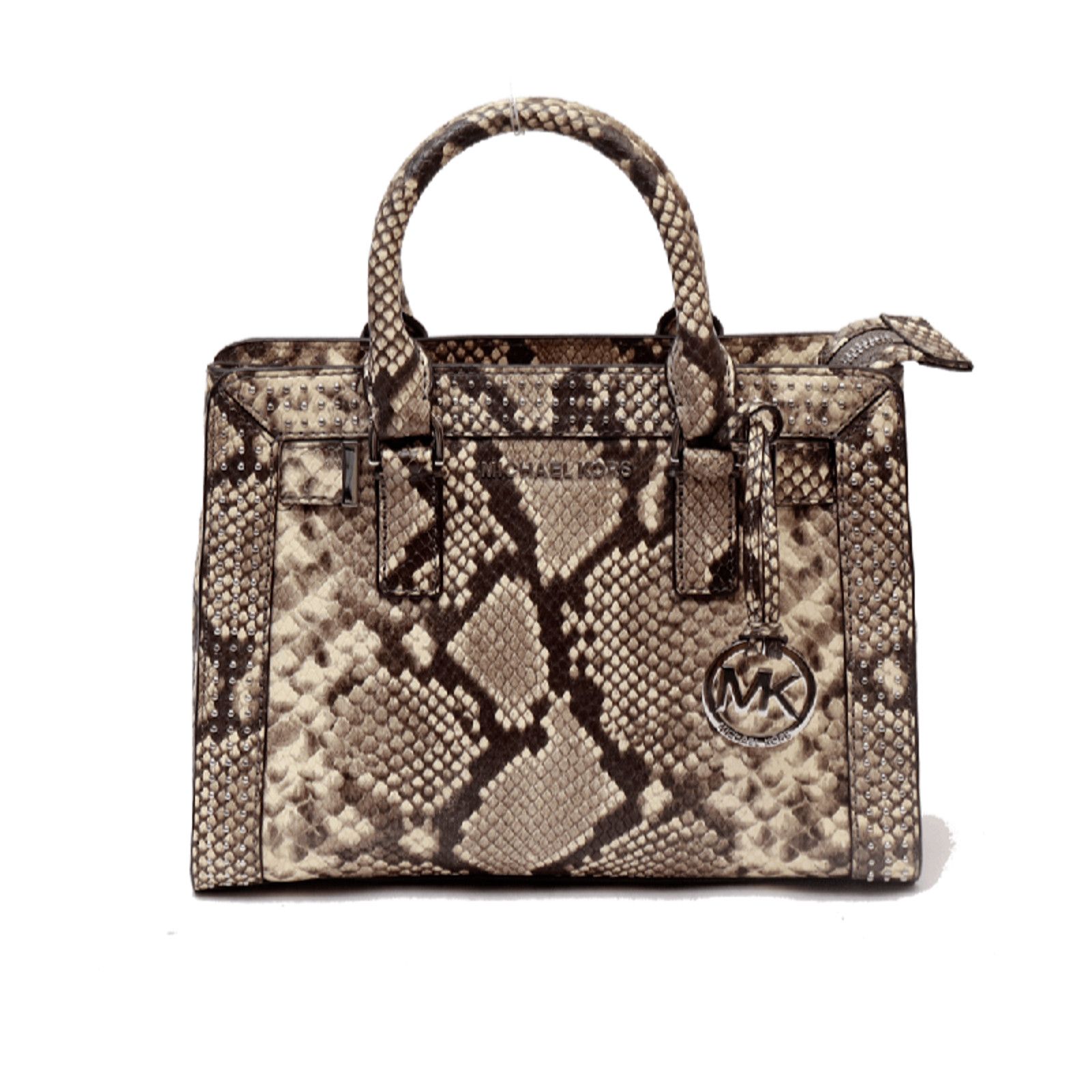 Michael Kors MICHAEL KORS DILLON LEATHER TOP ZIP SNAKESKIN SATCHEL BAG Size ONE SIZE - 1 Thumbnail