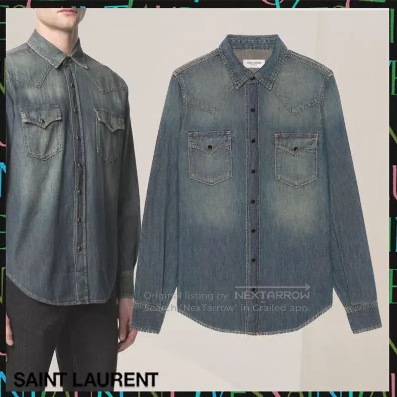 Saint Laurent Paris Saint Laurent Paris Vintage Dark Blue Cat Eye Double Pocke Size US M / EU 48-50 / 2 - 6 Thumbnail