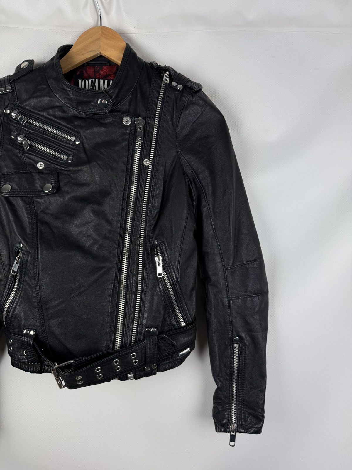 JOFAMA Jofama By Kenza Ladies Gothic Leather Biker Jacket Size 34 Size XS / US 0-2 / IT 36-38 - 3 Thumbnail