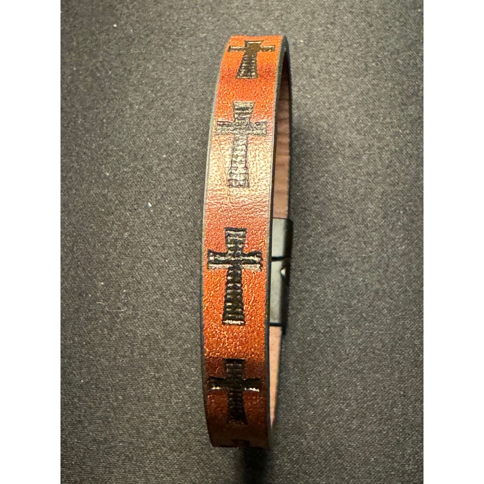 Other Christian Leather Cross Bracelet w/ Magnetic Slide Closure Size ONE SIZE - 2 Thumbnail
