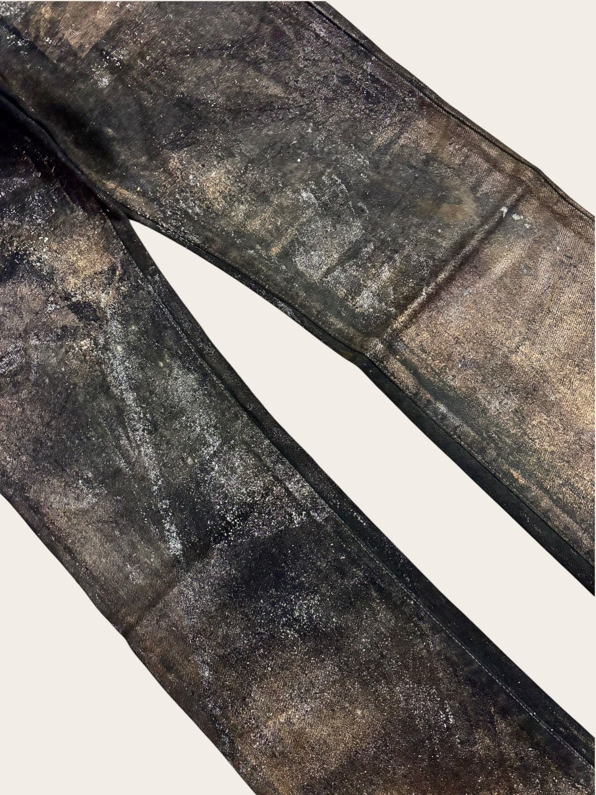 Tornado Mart Japan Denim Dior Waxed Jeans Inspired Gold Dust Flared Size US 33 - 4 Thumbnail