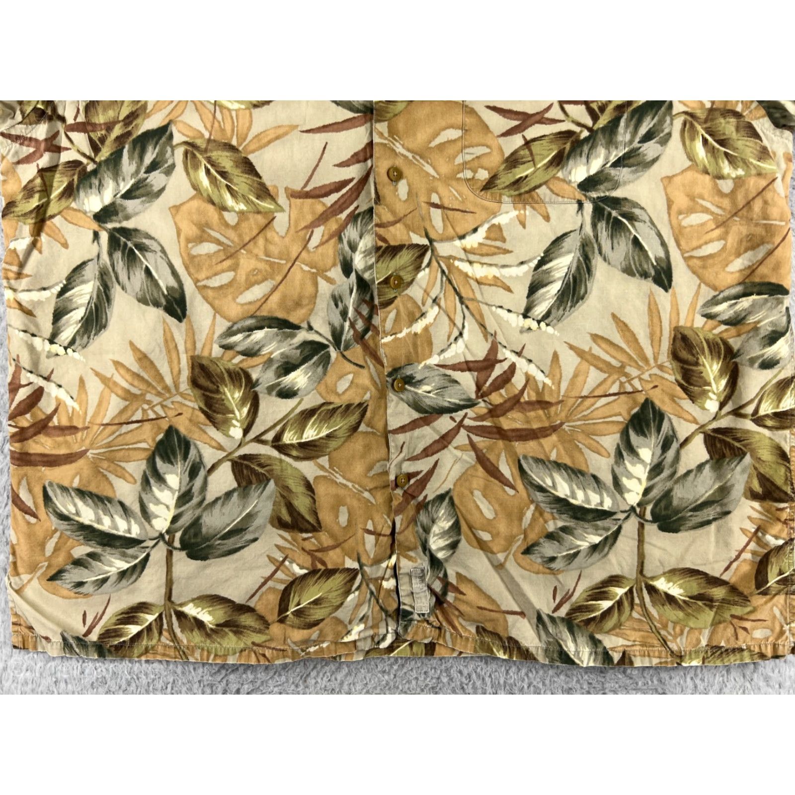 Nautica VINTAGE Nautica Shirt Men XL Beige Green Floral Hawaiian Leaf Pattern Cotton Button-Up Casual, Beach, Aloha, Floral, 90s Mens Size US XL / EU 56 / 4 - 5 Thumbnail