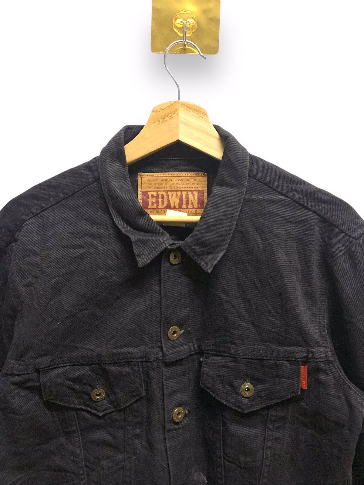 Edwin Vintage 90s EDWIN Denim Jakcet Black Size US M / EU 48-50 / 2 - 2 Thumbnail