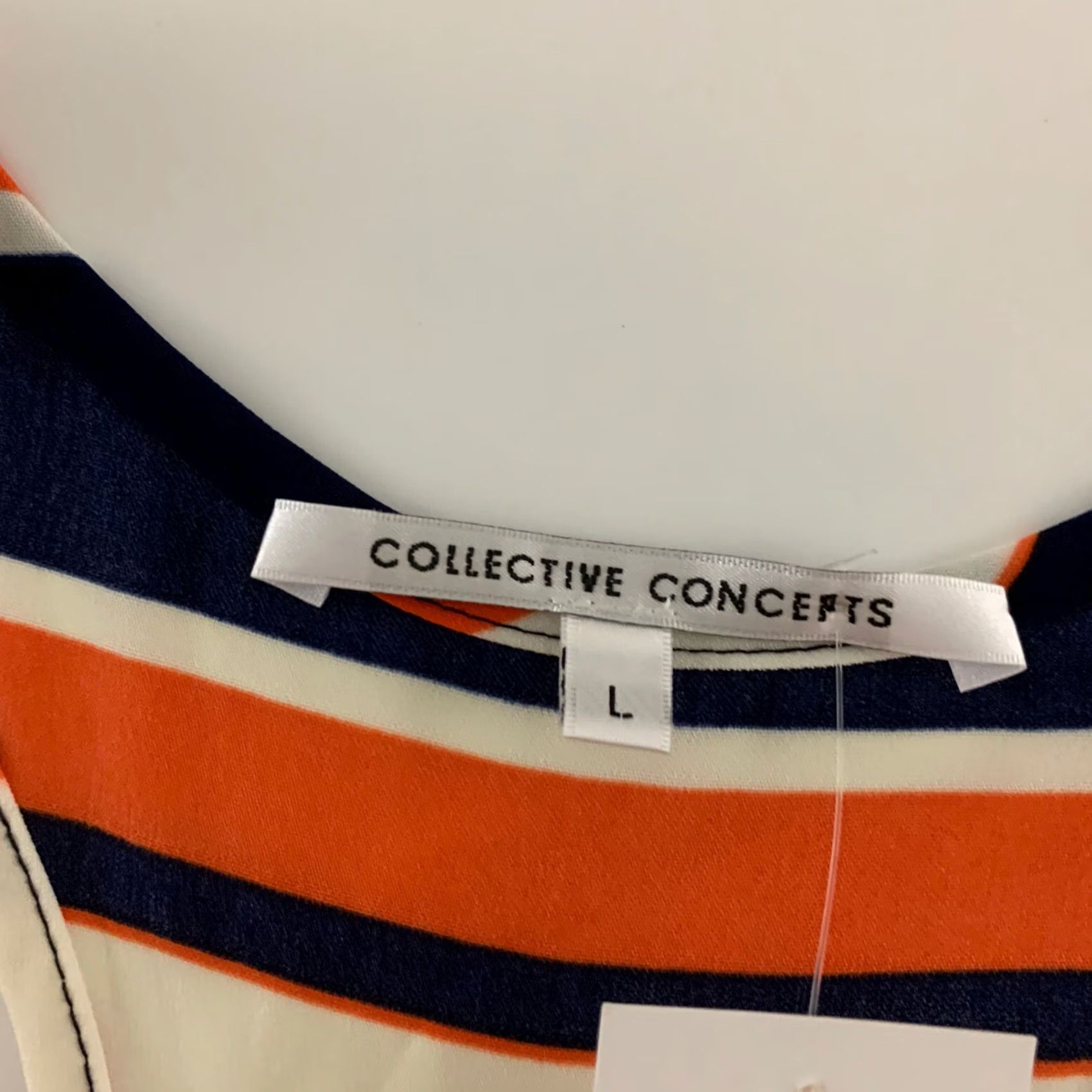 Vintage COLLECTIVE CONCEPTS Striped Sleeveless Top Women's L Tank Blue Ivory Orange Cream Sleeveless Shirt - Mens? Women? Size L / US 10 / IT 46 - 2 Thumbnail