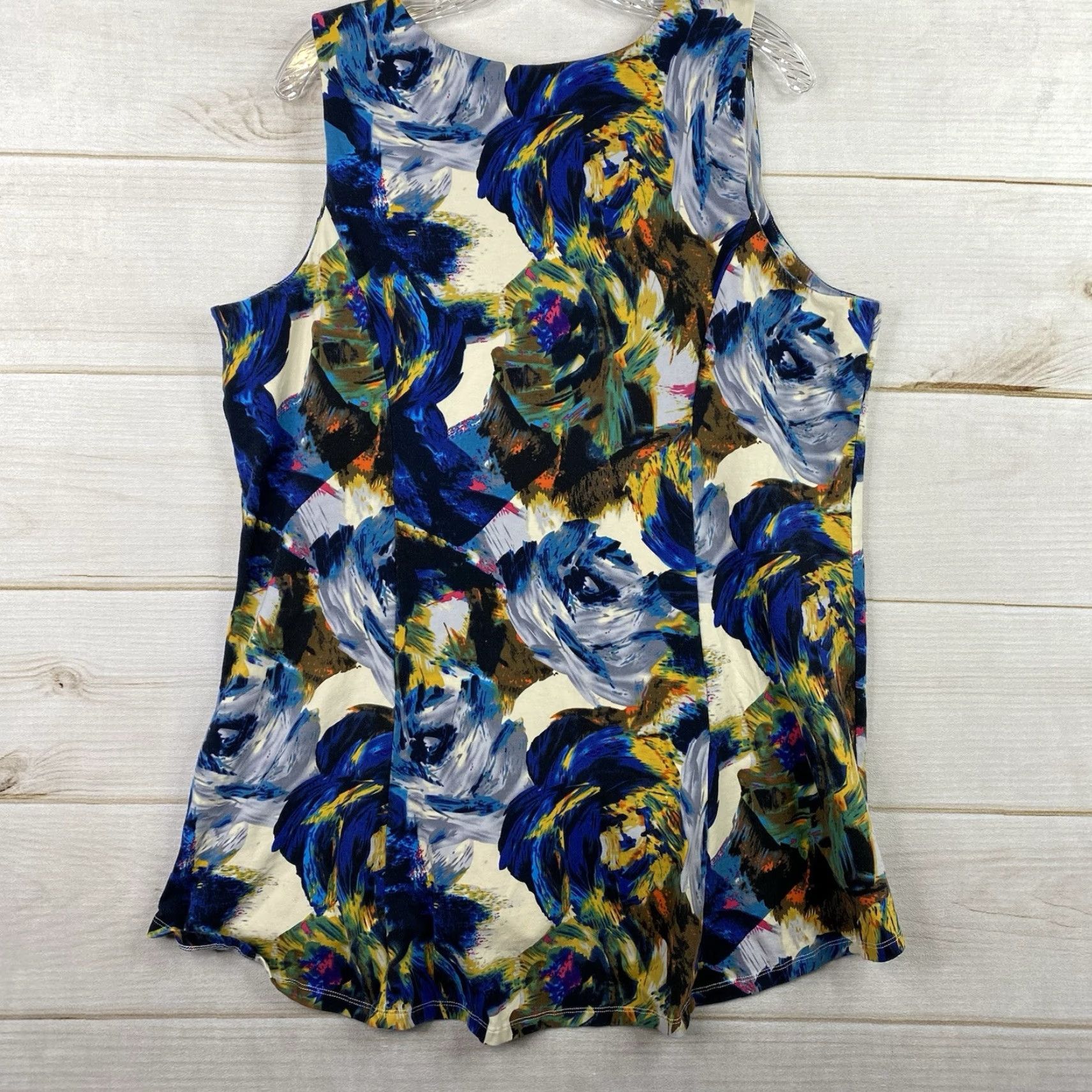 Vintage Kathleen Kirkwood Top Women XL Floral Stretch Tank Tunic V-Neck Blue Casual Shirt Women's XL Floral Tunic Tank Blue V-Neck Size XL / US 12-14 / IT 48-50 - 7 Thumbnail