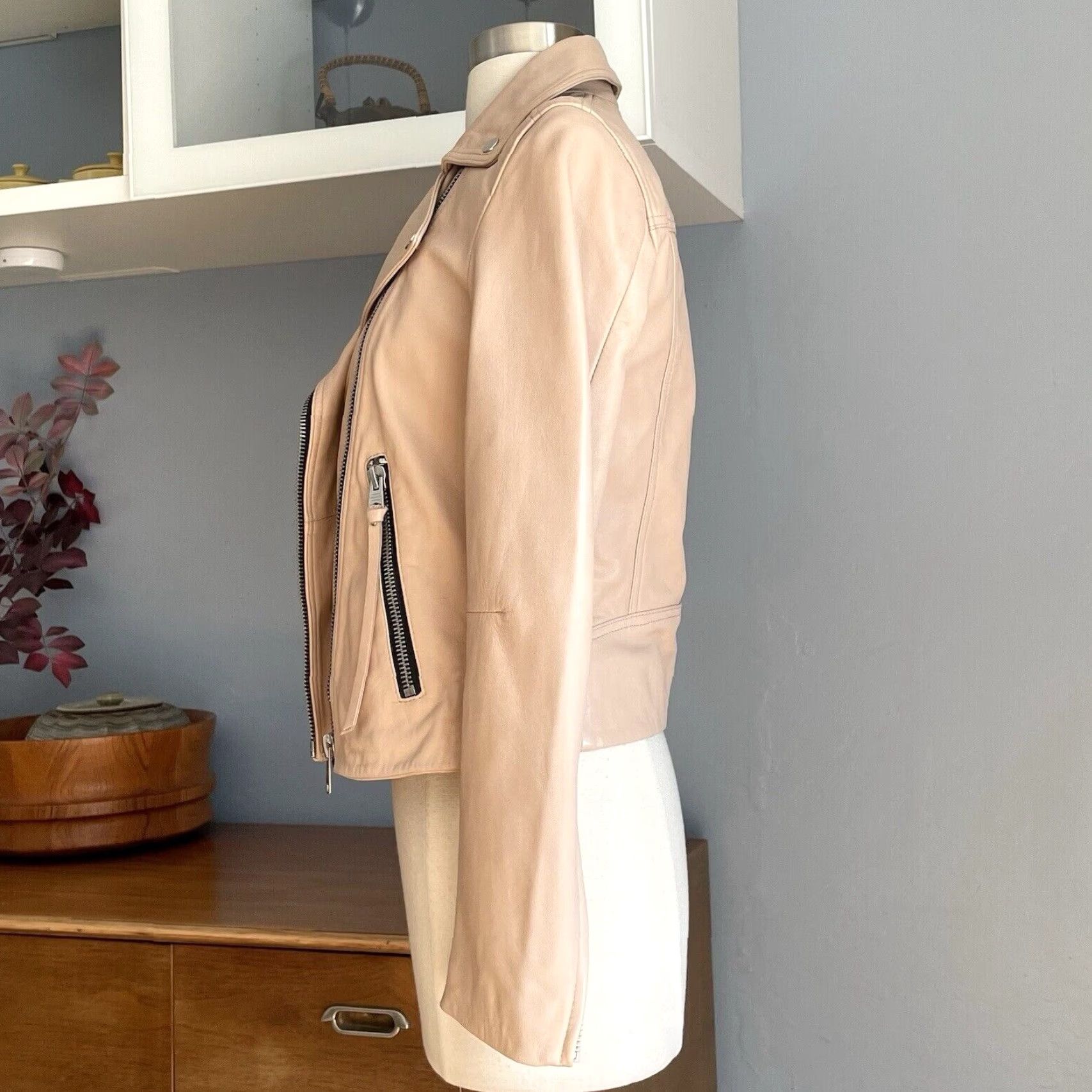 Allsaints AllSaints Dalby Leather Biker Jacket Women US 4 Pale Pink Size S / US 4 / IT 40 - 5 Thumbnail