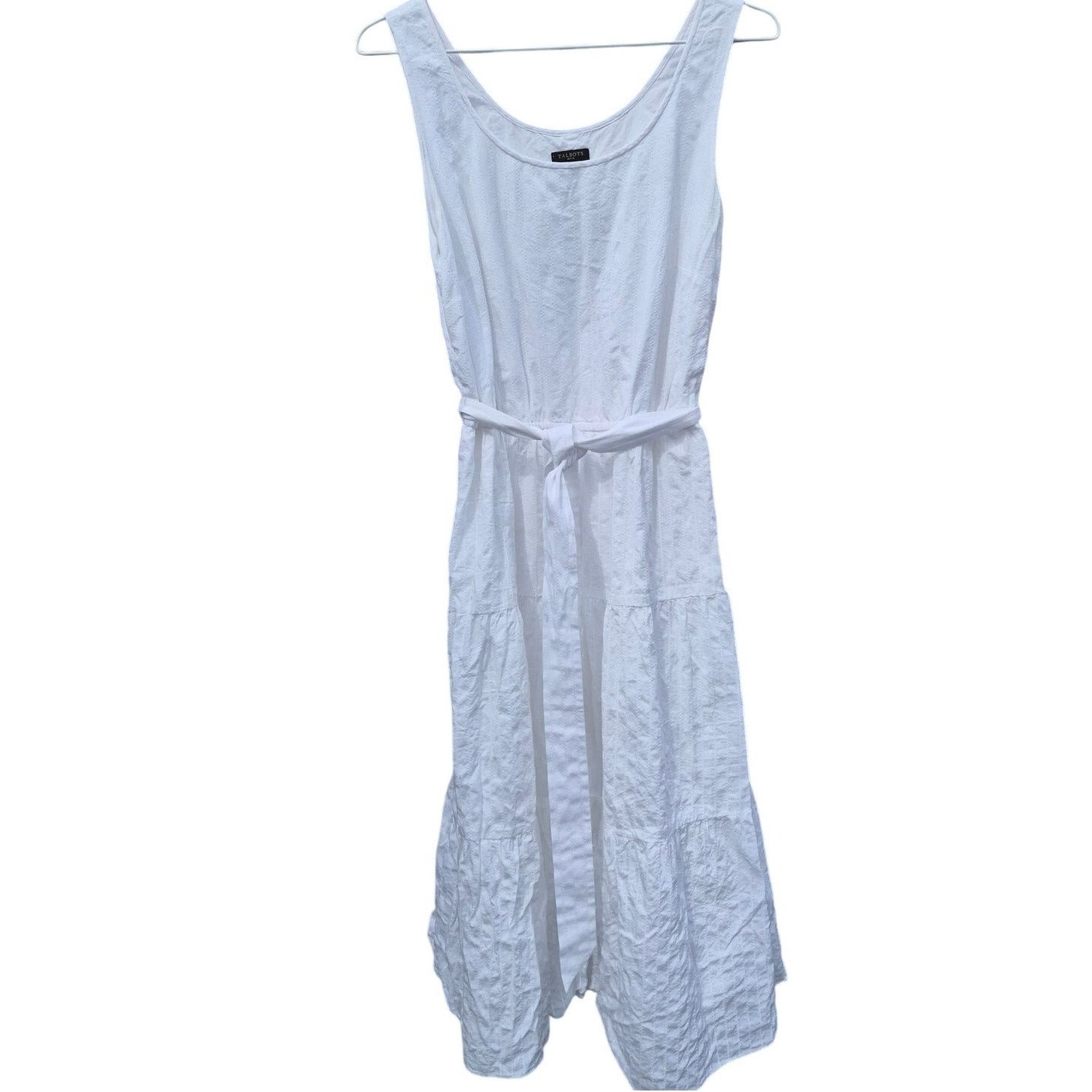 Talbots Talbots White Maxi Cotton Sleeveless Tiered Dress Sz 8 Lined Size M / US 6-8 / IT 42-44 - 5 Thumbnail