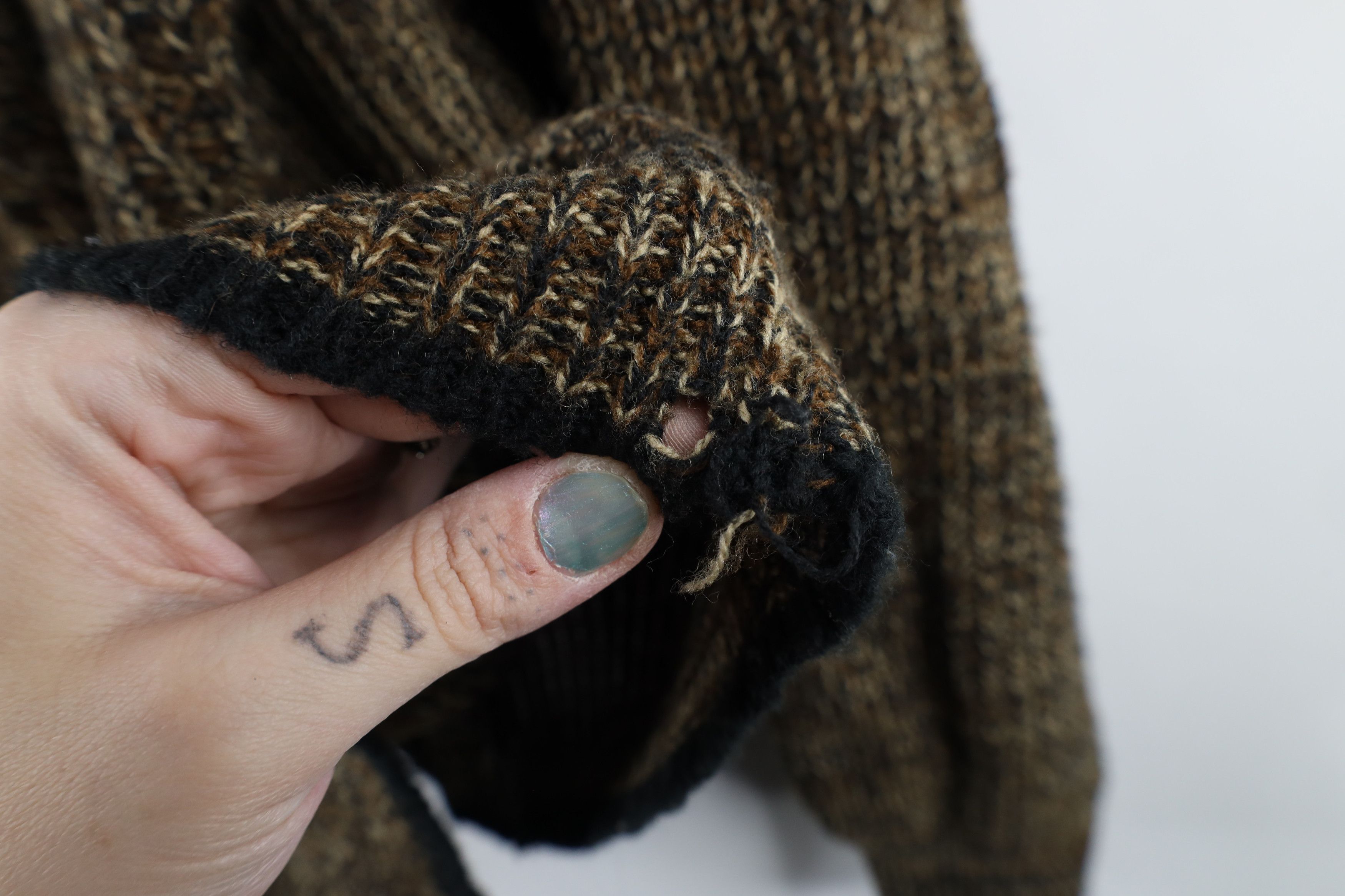 Vintage Vintage 90s Streetwear Chunky Ribbed Knit Sweater Brown Size US XL / EU 56 / 4 - 6 Thumbnail