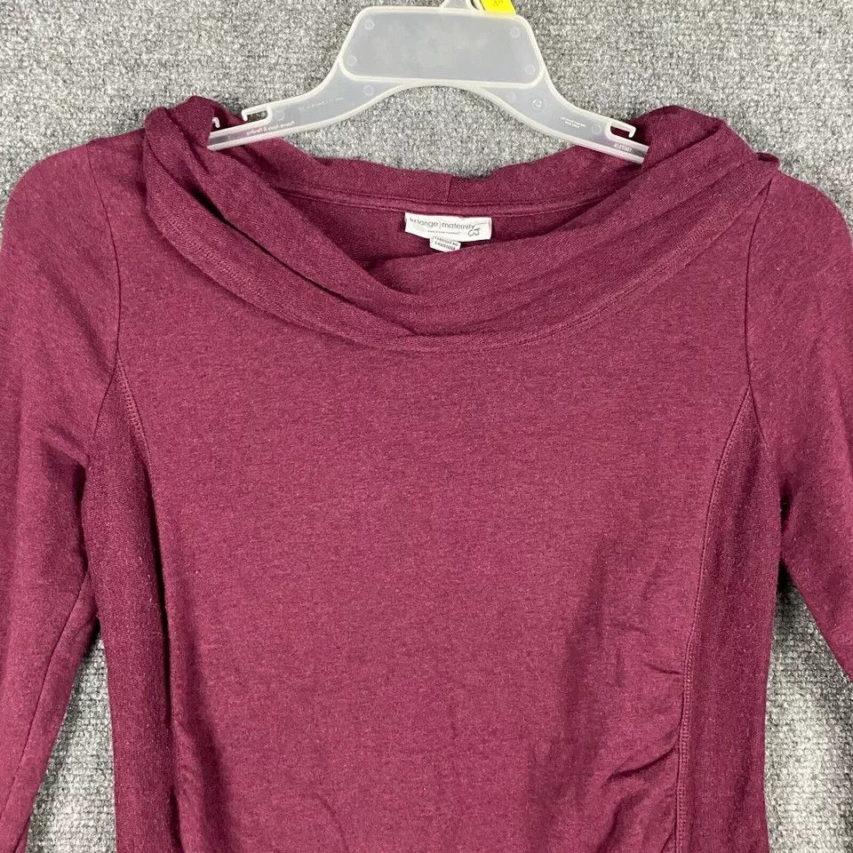 Other Liz Lange Maternity Top Women's XS Long Sleeve Burgundy Size XS / US 0-2 / IT 36-38 - 2 Thumbnail