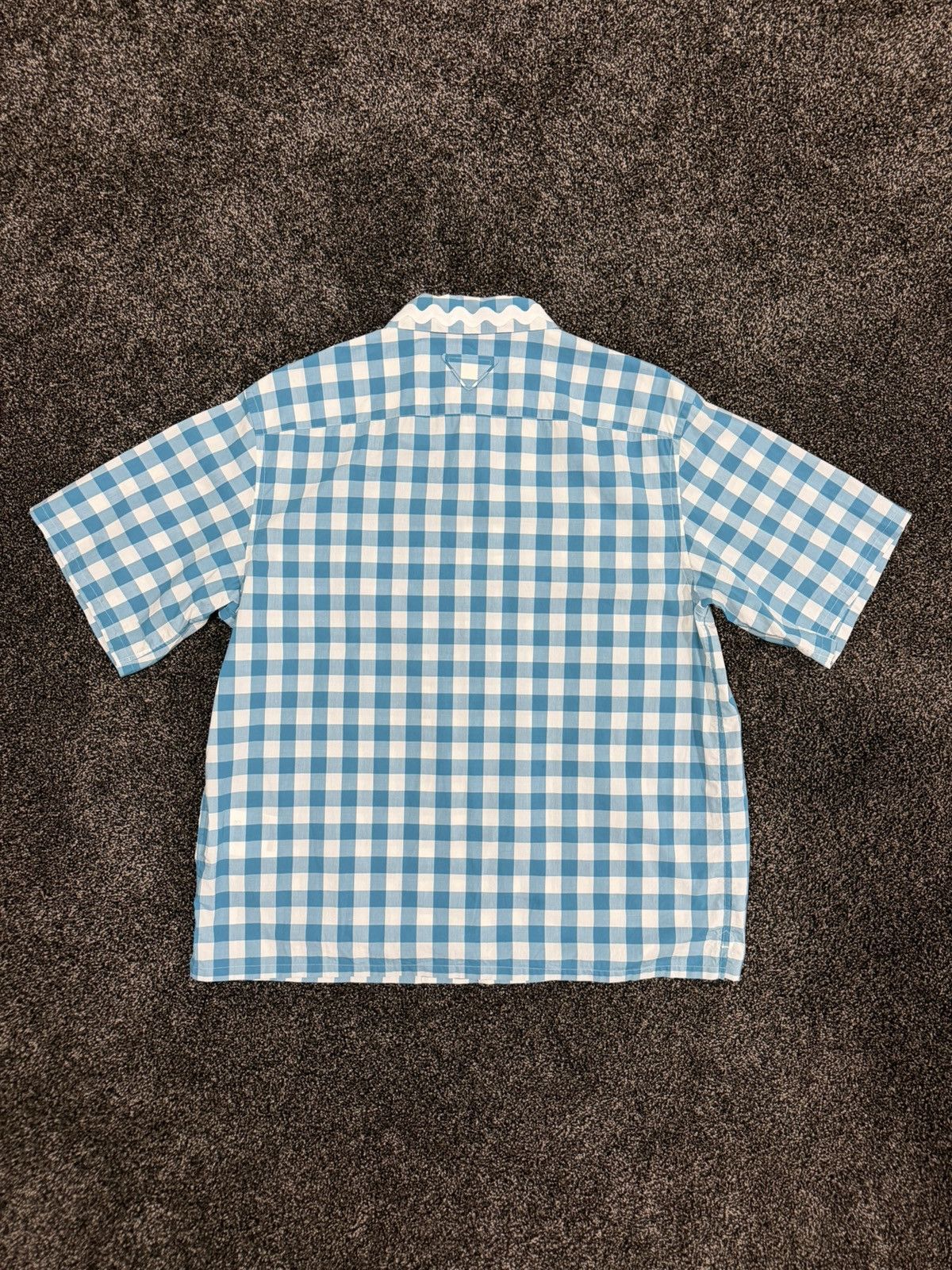 Prada PRADA x Raf SS23 Gingham Blue Plaid Stripe Button Logo Shirt Size US XL / EU 56 / 4 - 10 Thumbnail