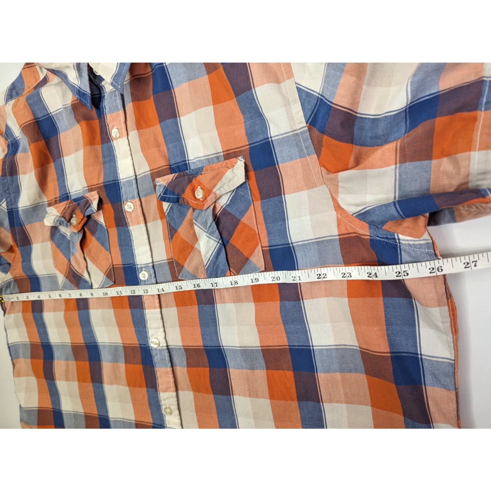 Old Navy Old Navy Surf Classic Button-Up Shirt Mens 2XL Plaid Blue Orange Cotton Blend Knit Casual Beach California Size US XXL / EU 58 / 5 - 7 Thumbnail