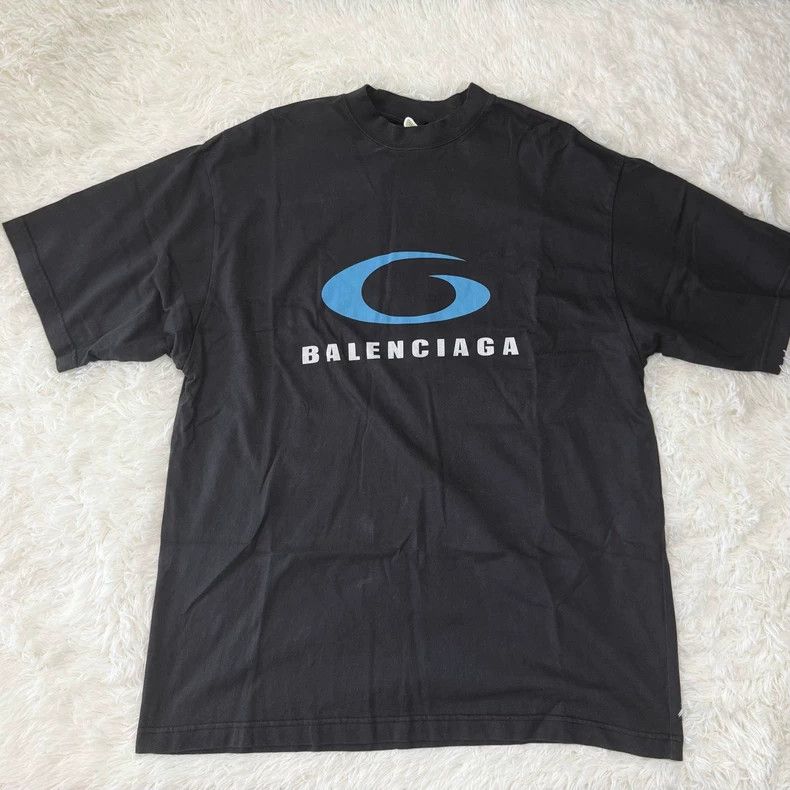 Balenciaga SS24 Blue Logo Short Sleeve T-Shirt