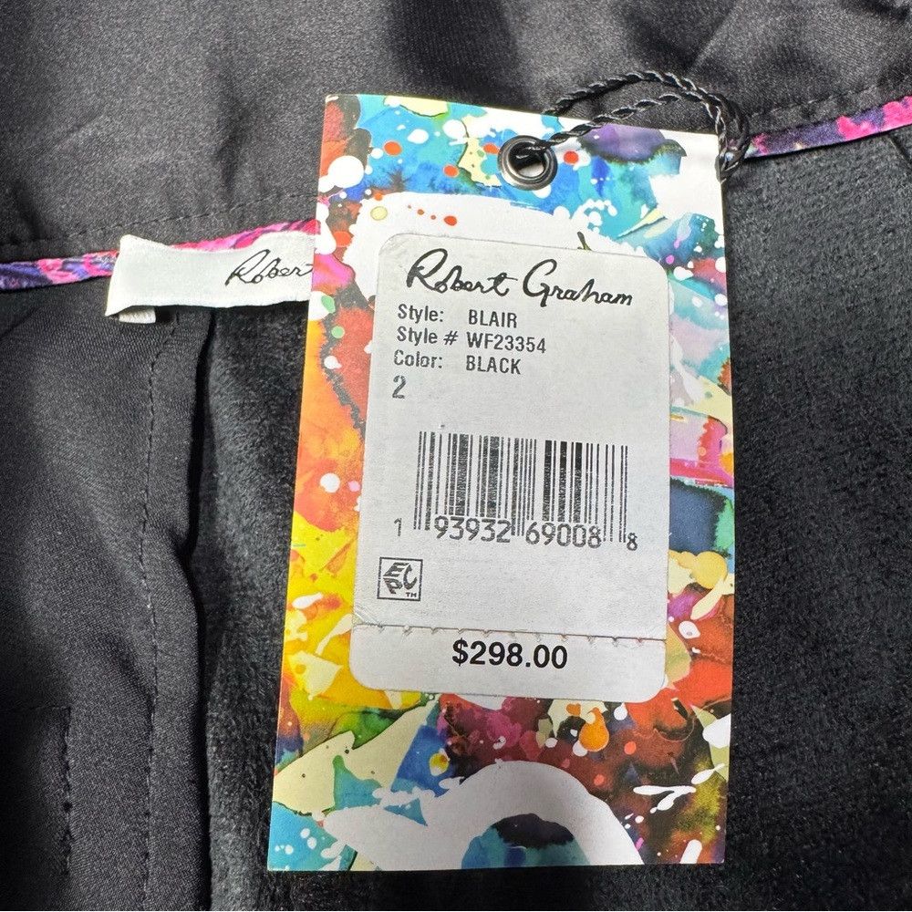 Robert Graham NWT New $298 Robert Graham Blair Faux Leather Cropped Black Size 26" / US 2 / IT 38 - 7 Thumbnail