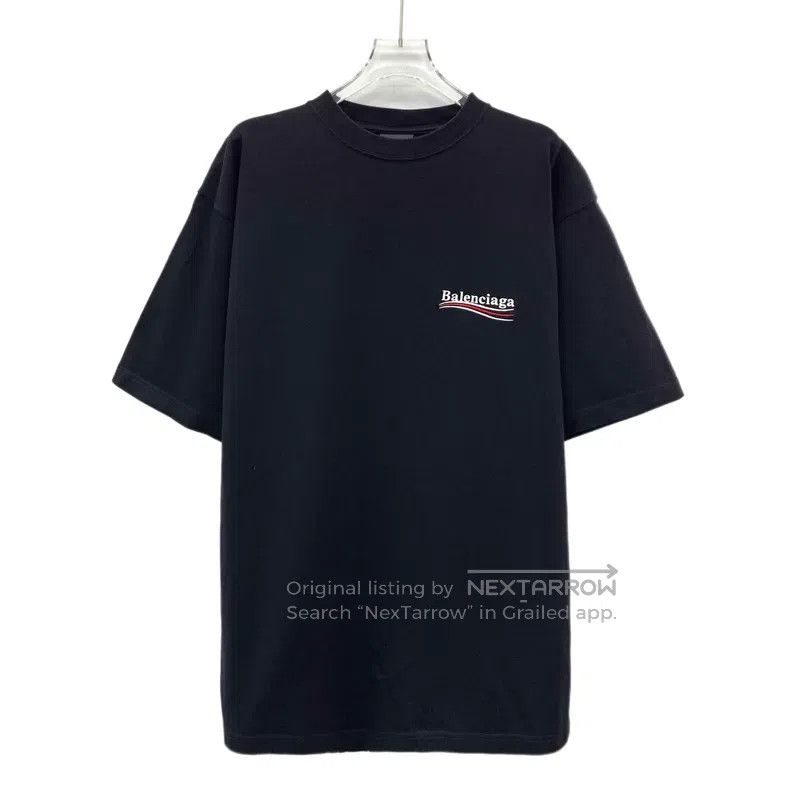 Balenciaga Balenciaga Black Logo Letter Embroidered Cotton Short Slee Size US M / EU 48-50 / 2 - 1 Thumbnail