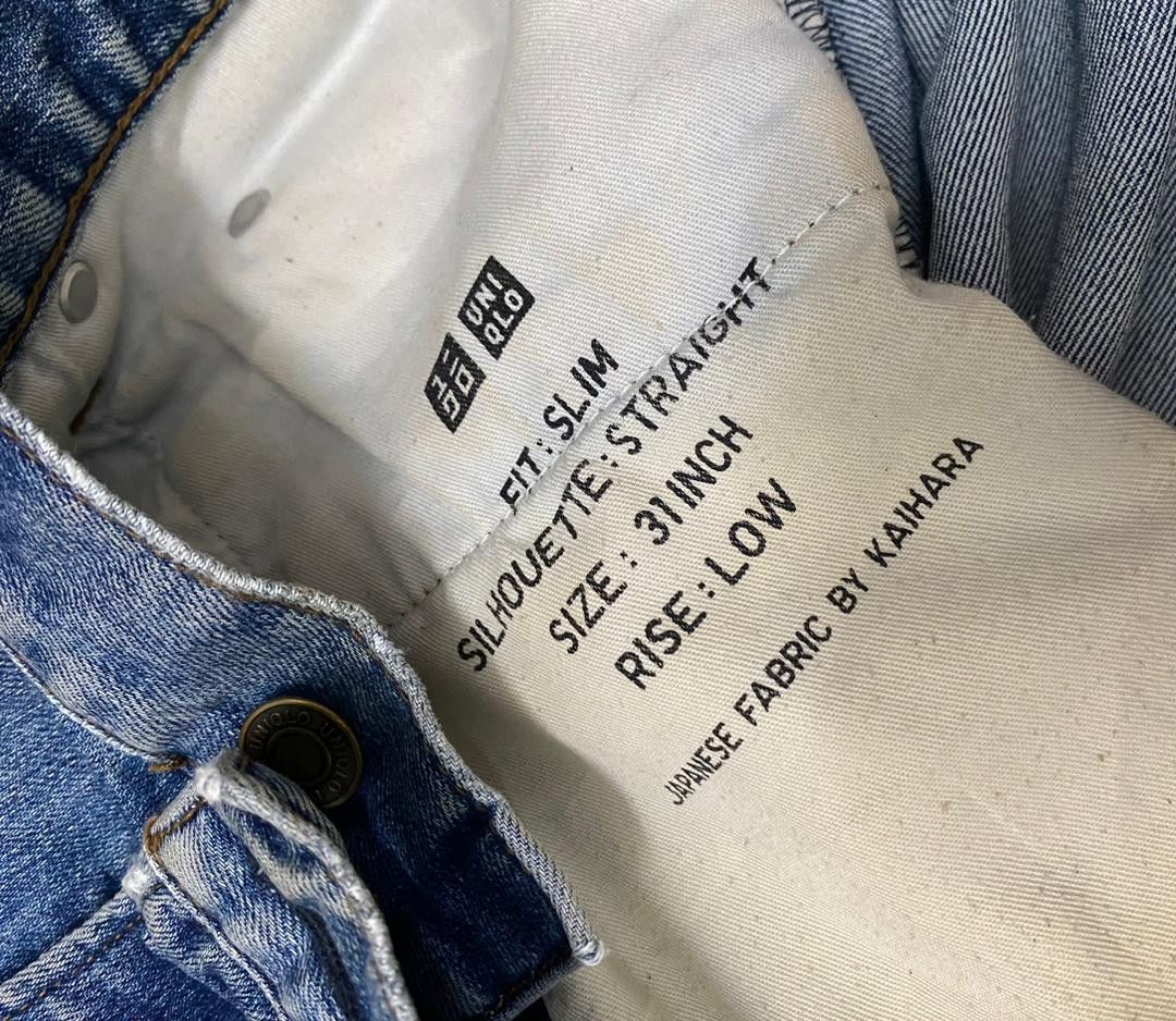 Japanese Brand Vintage Uniqlo Japanese Fabric by Kaihara Slim Fit Jeans Size US 34 / EU 50 - 16 Thumbnail