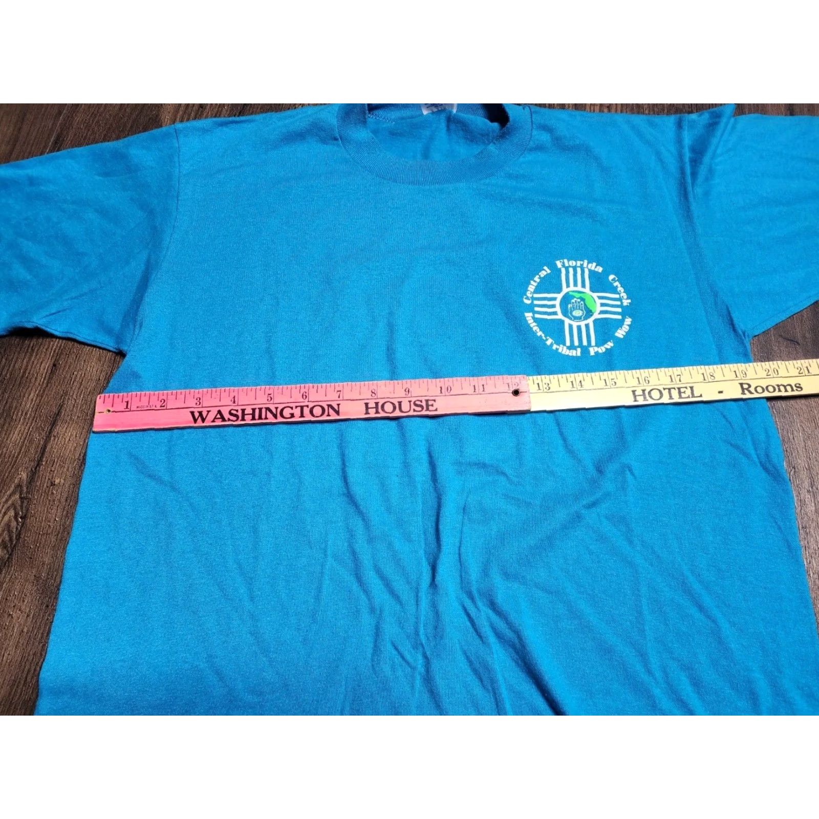 Jerzees VINTAGE Mens L Central FL Creek Inter-Tribal Pow Wow Native T Shirt 1980s Cotton Blend Graphic Tee Blue Unisex Size US L / EU 52-54 / 3 - 2 Thumbnail