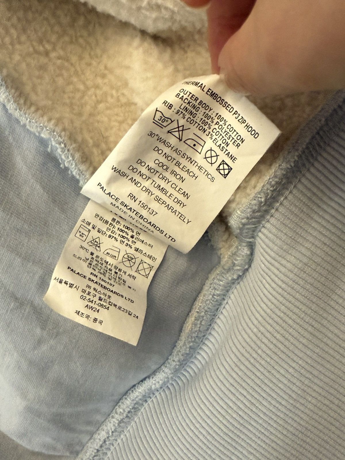 Palace Palace Thermal Embossed P3 Zip Hood (Faint Blue) Size US M / EU 48-50 / 2 - 5 Thumbnail