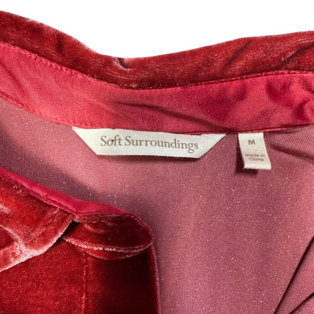 Soft Surroundings Soft Surroundings Red Velvet Button-Up Shirt Mixed Buttons Size M / US 6-8 / IT 42-44 - 7 Thumbnail