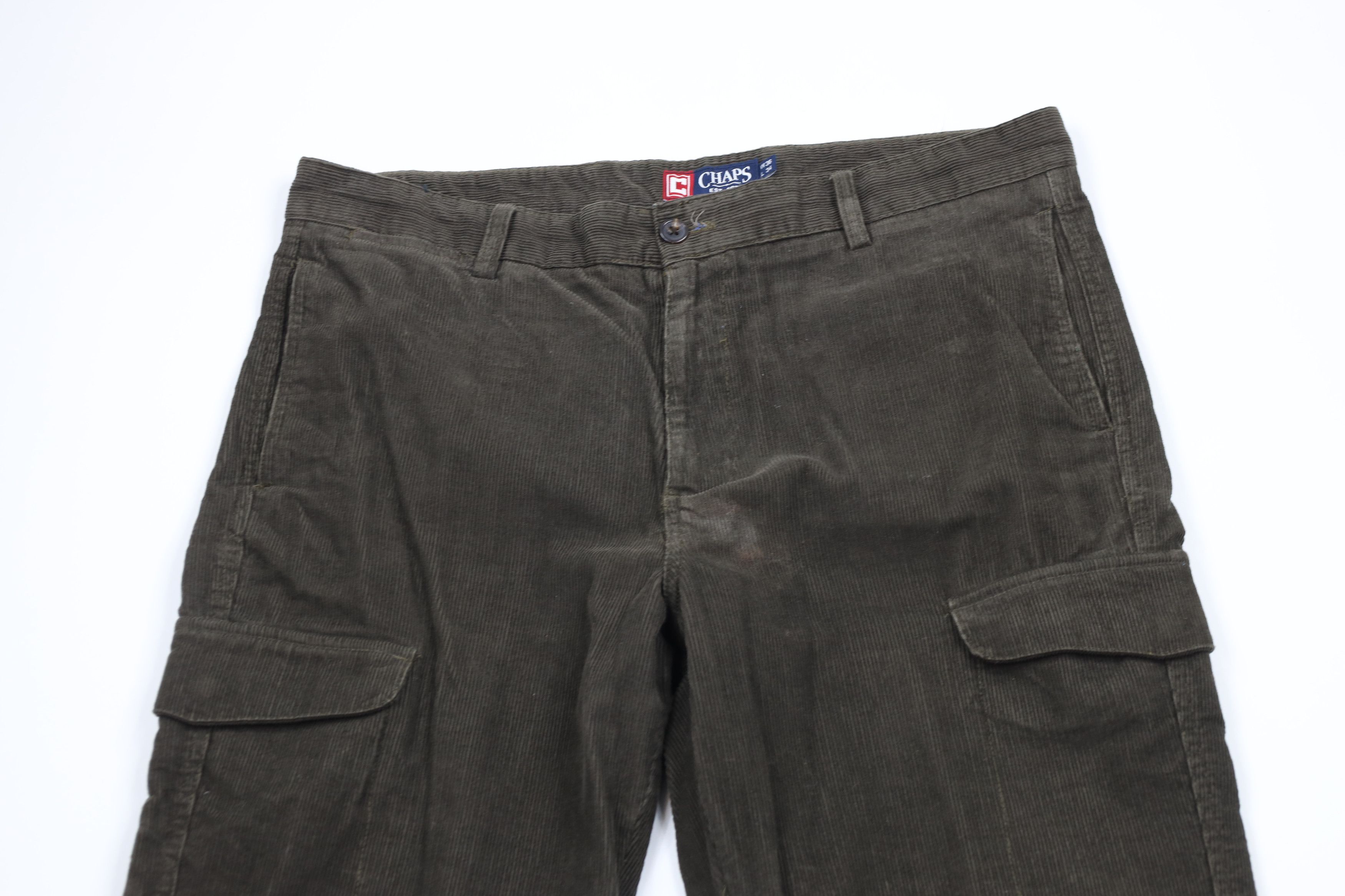 Ralph Lauren × Vintage Vintage 90s Chaps Ralph Lauren Wide Leg Corduroy Cargo Pants Size US 36 / EU 52 - 2 Thumbnail