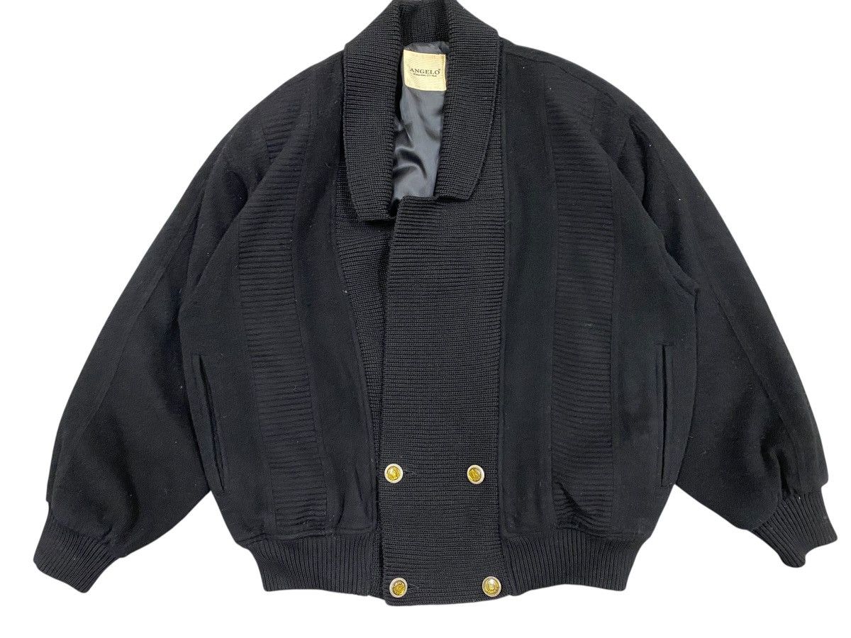 Vtg Angelo Cashmere Wool Bomber Jacket Black
