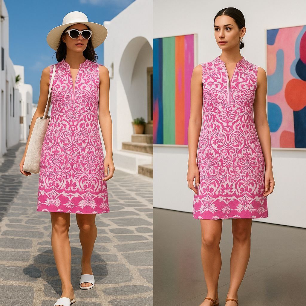 Other Casa Cabana Woman Pink Linen Blend Mini Dress L Resort Coast Size L / US 10 / IT 46 - 1 Thumbnail