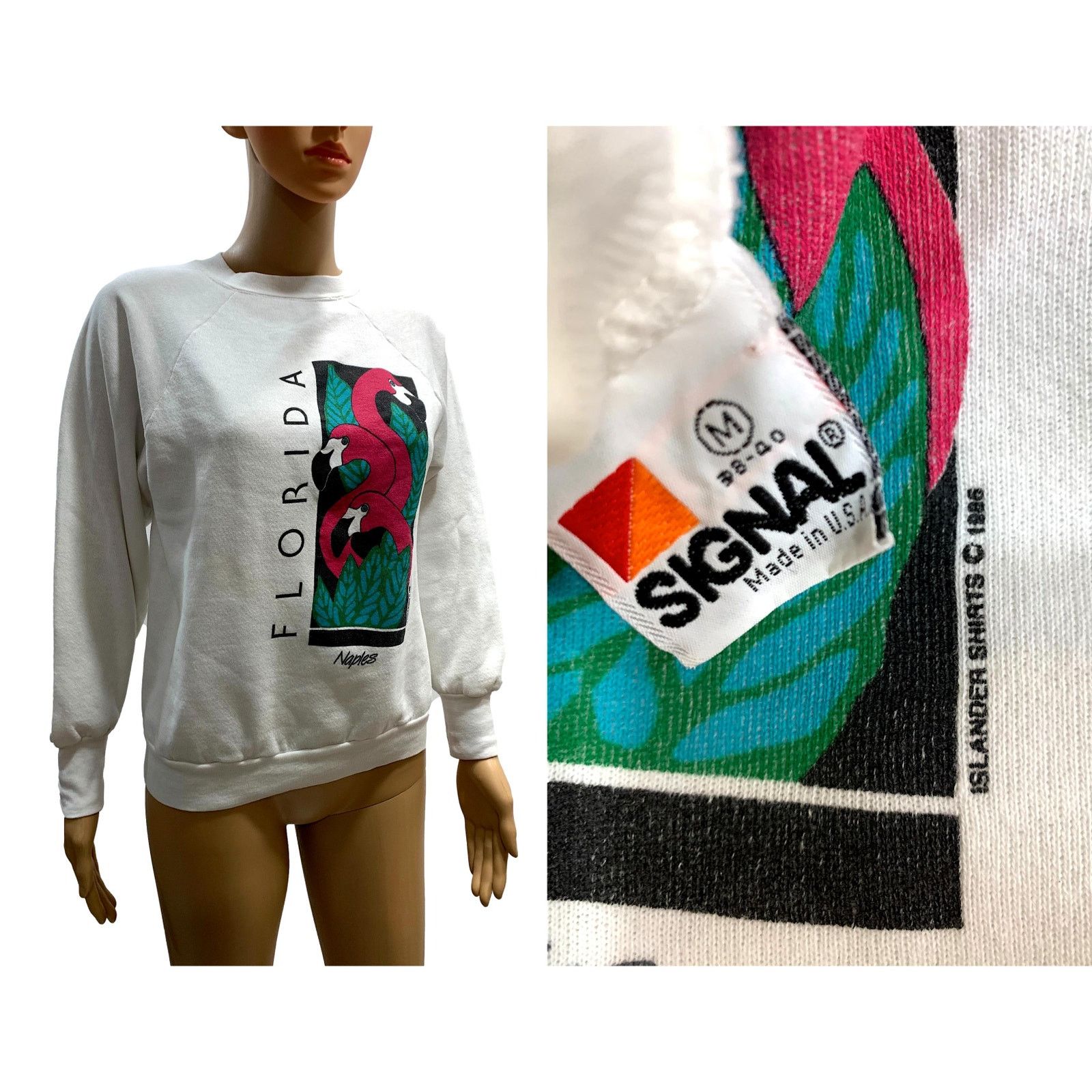Vintage Vintage 1986 Florida Souvenir Flamingo Sweatshirt Size S / US 4 / IT 40 - 2 Thumbnail
