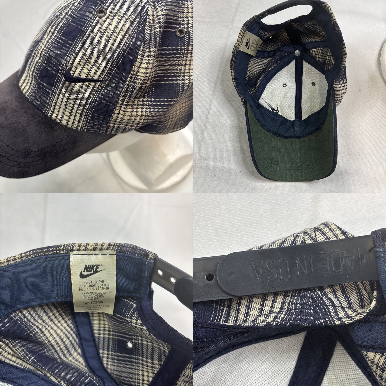 Nike Nike Strapback Baseball Cap Blue Plaid Off Center Made In USA Suede Brim - Vintage Size ONE SIZE - 8 Thumbnail