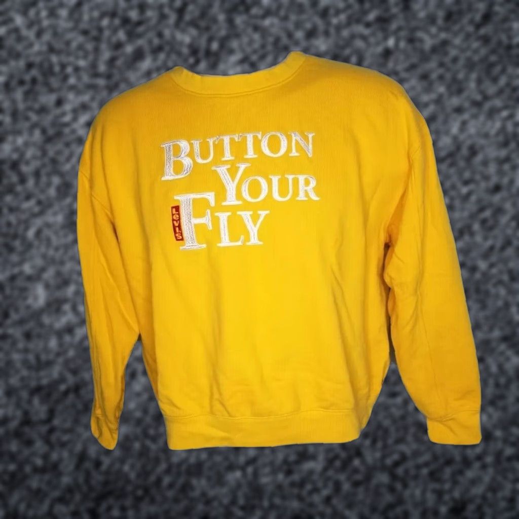 Levi's VINTAGE Levi's 501 Button Your Fly Embroidered Sweatshirt S Gold Adult Unisex Sweatshirt Crew Neck Long Sleeve Size S / US 4 / IT 40 - 1 Thumbnail