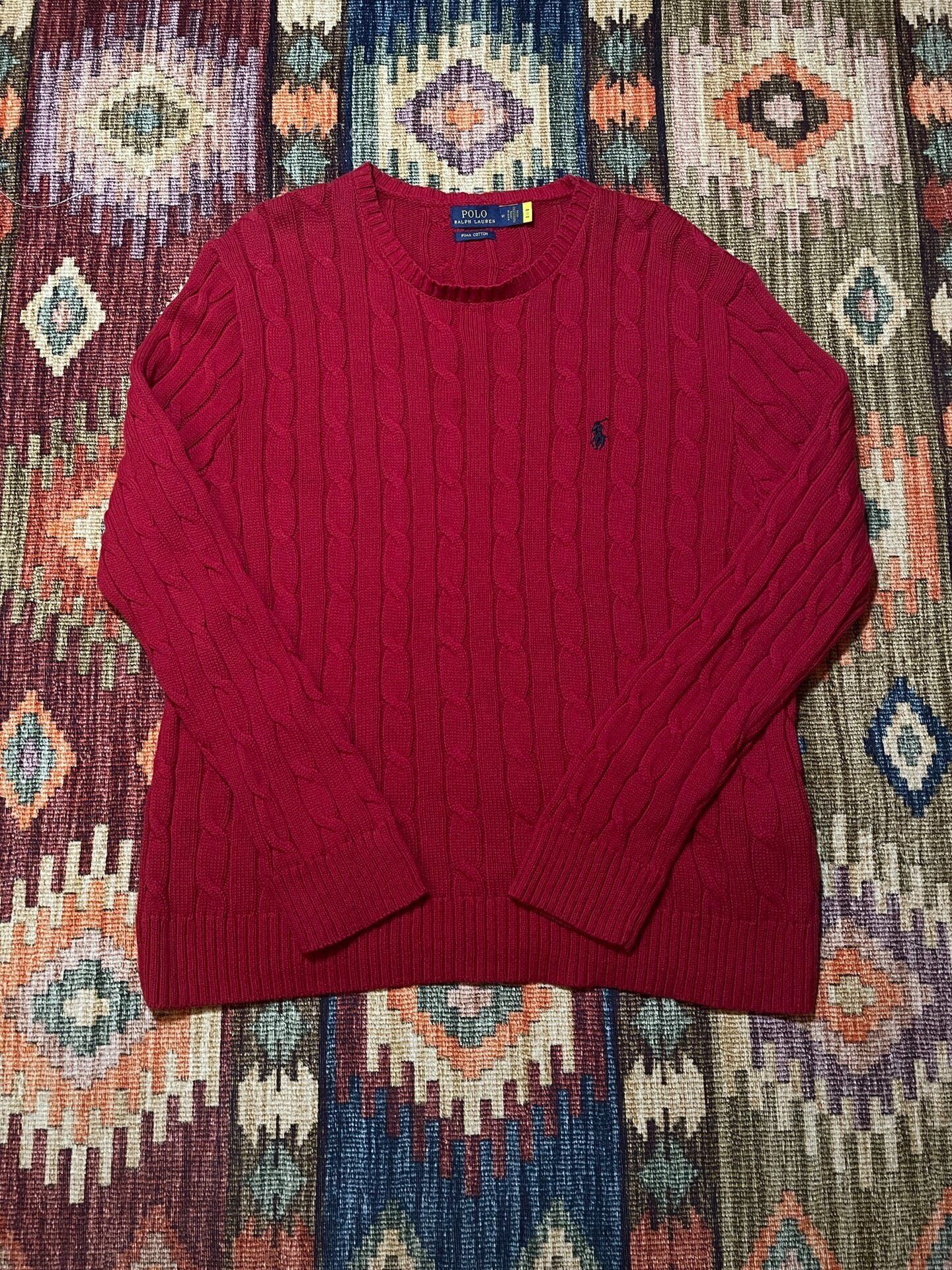 Ralph Lauren RALPH LAUREN Red Cable Knit Pony Pullover Size US M / EU 48-50 / 2 - 1 Thumbnail