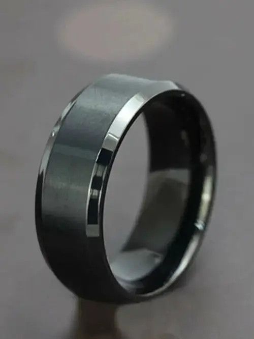 Japanese Brand Retro Punk Vintage Stainless Steel Ring Black Frosted Size ONE SIZE - 1 Thumbnail