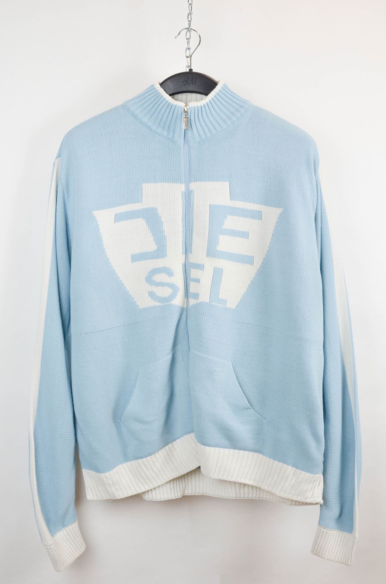 image of Diesel Vintage Zip Cardigan Big Logo in Blue, Men's (Size XL)