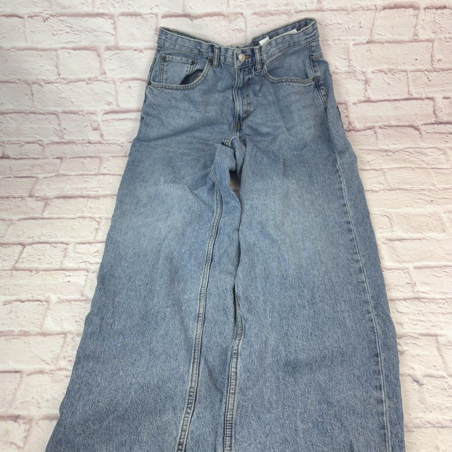 Zara Zara Jeans Womens Light Wash Straight Leg Denim High Rise Relaxed Fit 5-Pocket Blue XS? Wait. Size 24" / US 00 / IT 34 - 7 Thumbnail