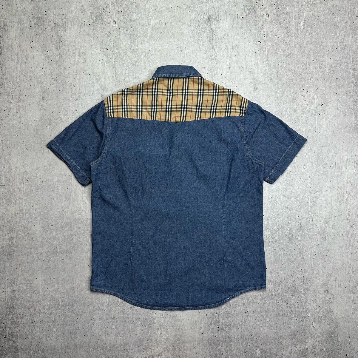 Burberry × Vintage Burberry Denim Shirt Nova Check Stud Buttons Size US L / EU 52-54 / 3 - 8 Thumbnail