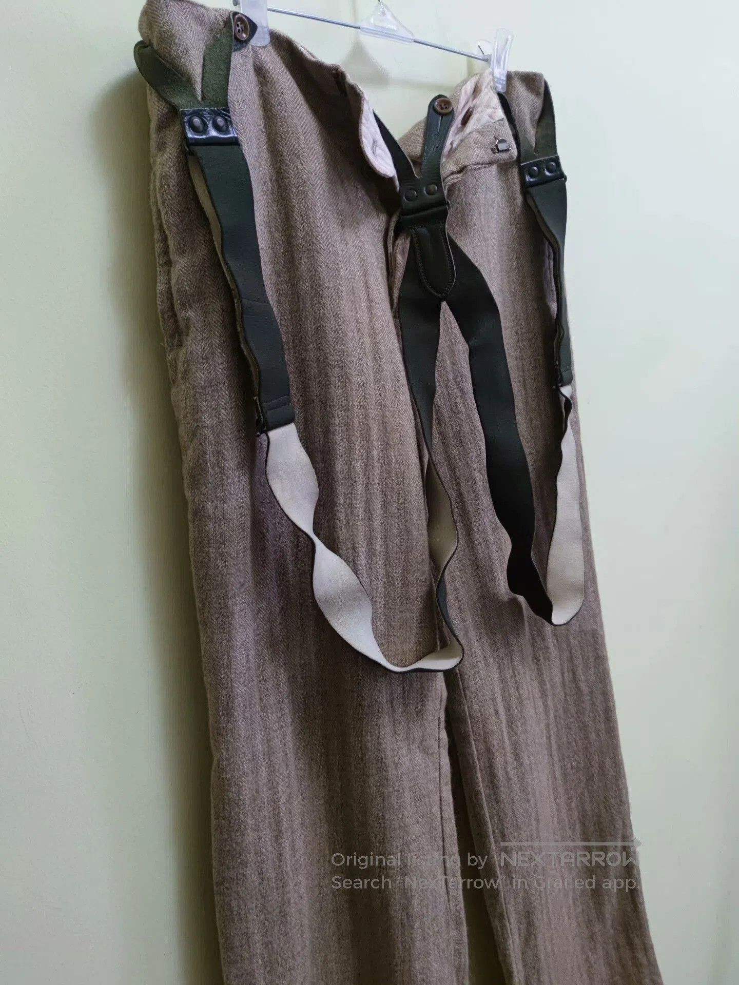Ziggy Chen Men's Wool Suspenders with Herringbone Pattern. Size US 34 / EU 50 - 2 Thumbnail