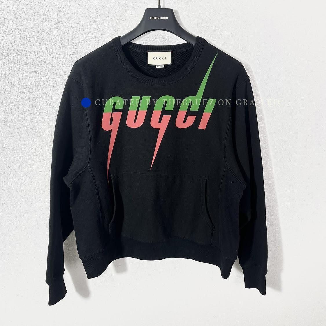 Gucci Lightning Logo Black Crewneck Sweatshirt Size US XS / EU 42 / 0 - 1 Thumbnail