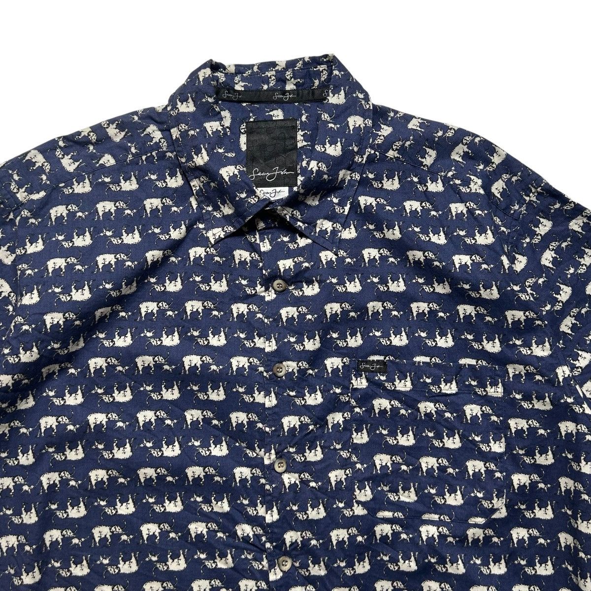 Sean John Sean John Elephant Monogram Button Up Shirt Size US XL / EU 56 / 4 - 3 Thumbnail